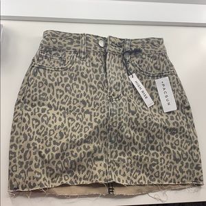 New Pacsun Cheetah Print Denim Skirt